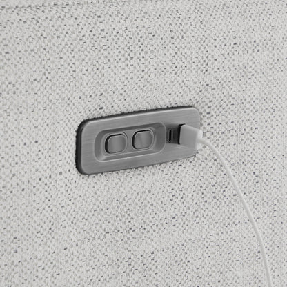 USB charging port and recline buttons on Elysian Power Swivel Glider Recliner - CHITA Living