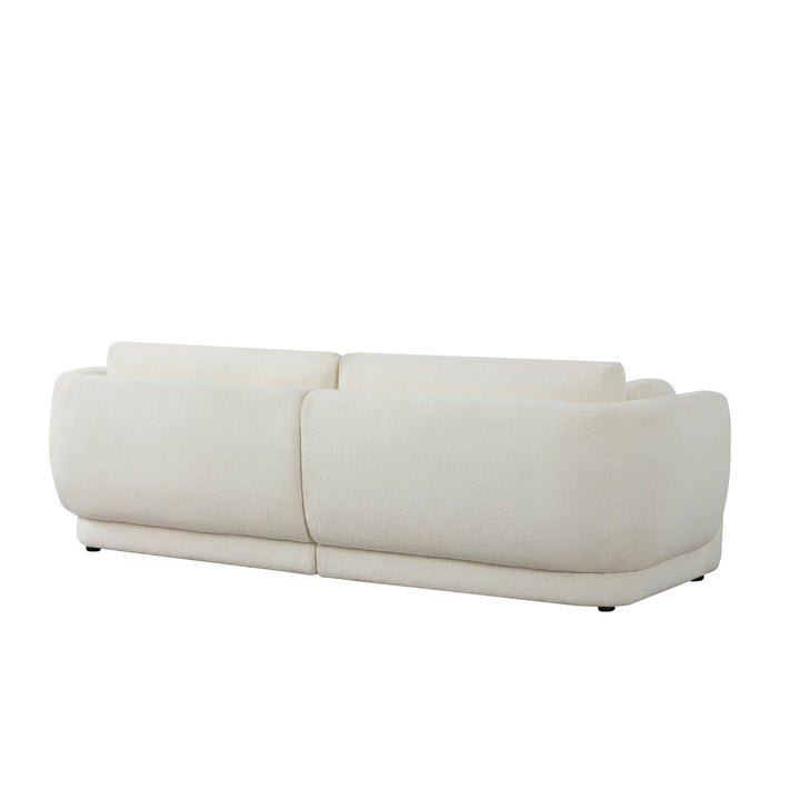 Rear view of Grace 2-seat modular curved white sofa with plush cushions - CHITA Living