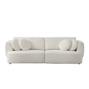 Grace 2-seat modular curved white sofa with round cushions in a bright room - CHITA Living