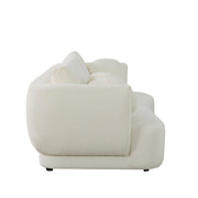 Side view of Grace modular curved white sofa with round cushions and smooth edges - CHITA Living
