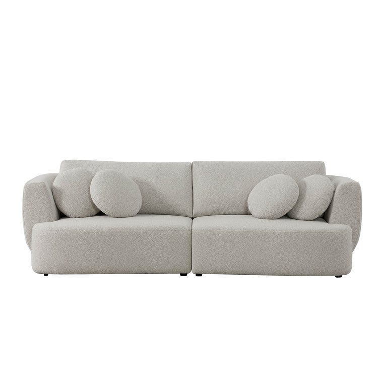 Grace 2-seat modular gray curved sofa with plush round cushions in bright living room - CHITA Living