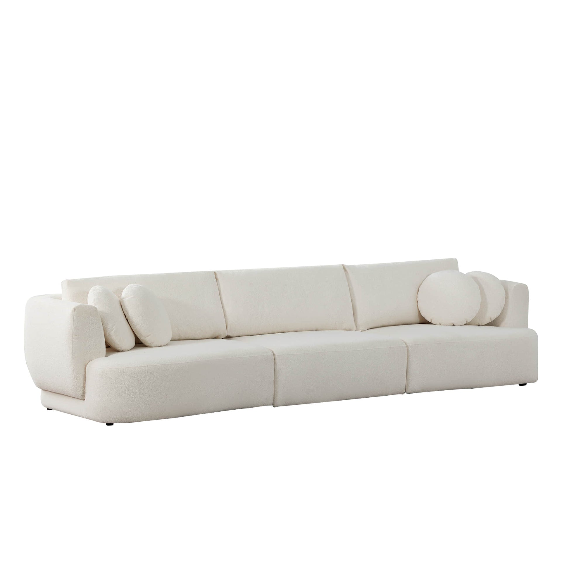 Grace 3-Seat Modular Curved Sofa with soft round cushions in modern light living room - CHITA Living