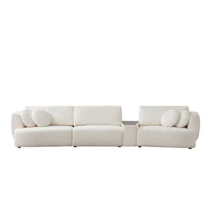 Grace 3-Seat Modular Curved Sofa in light boucle fabric with rounded cushions - CHITA Living