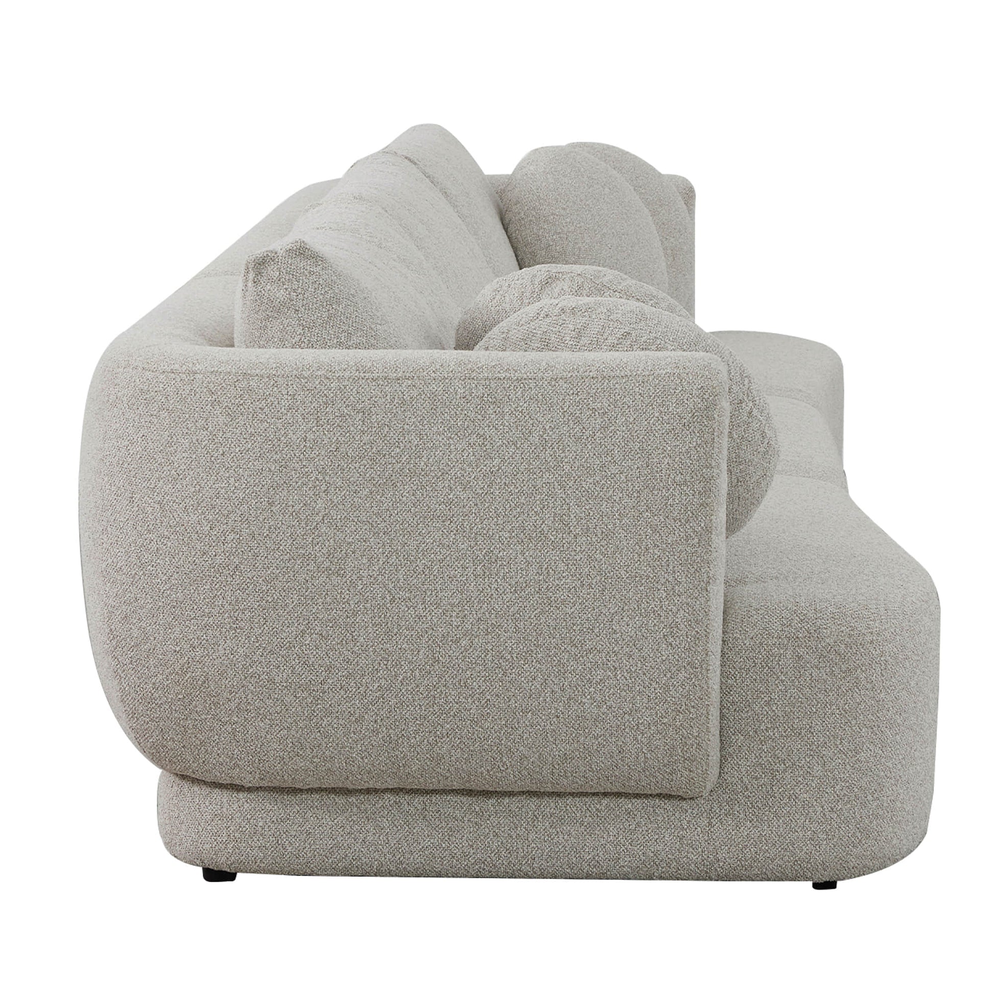 Grace 3-Seat Modular Curved Sofa in light boucle fabric with soft round cushions - CHITA Living
