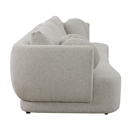 Grace 3-Seat Modular Curved Sofa in light boucle fabric with soft round cushions - CHITA Living