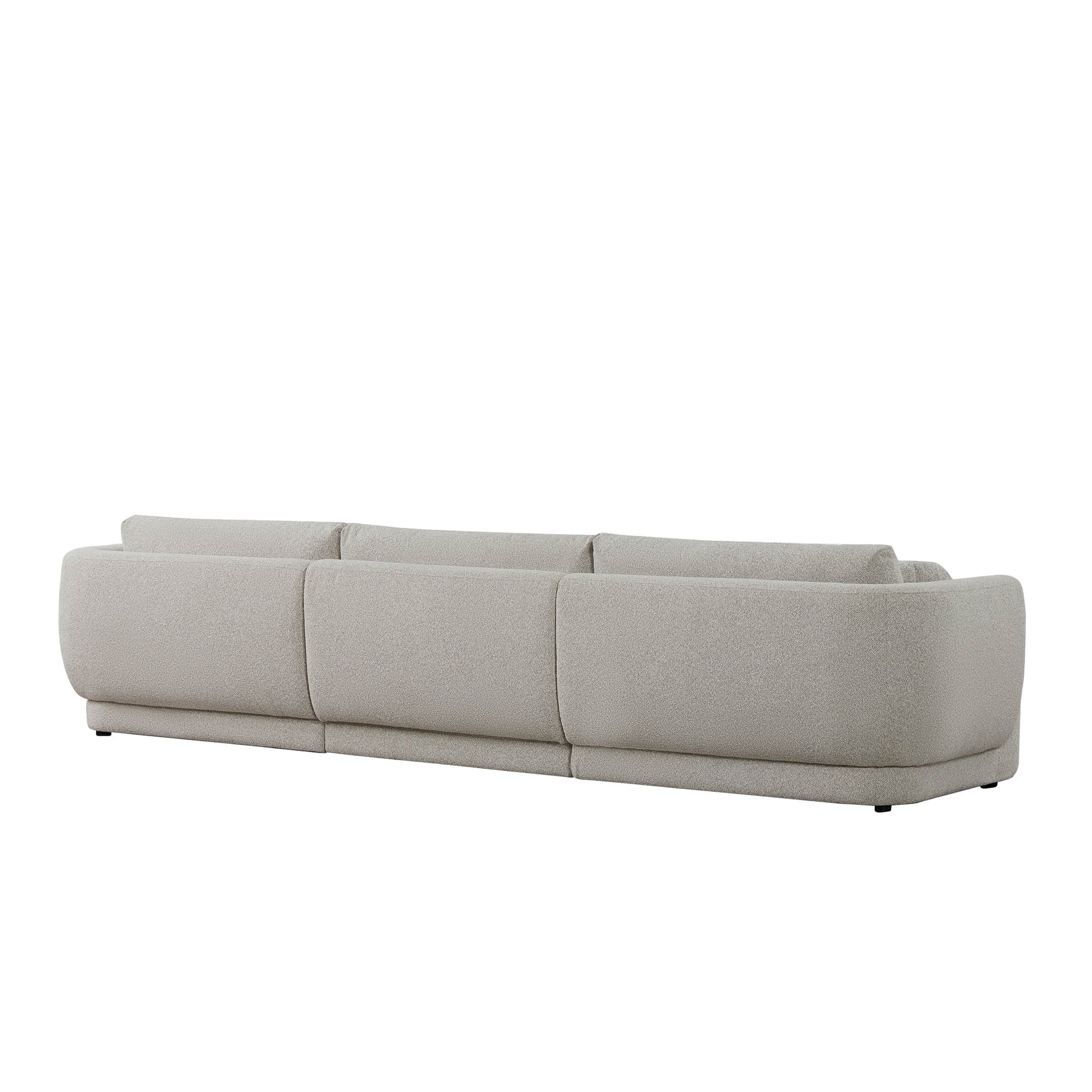 Back view of Grace 3-Seat Modular Curved Sofa in light boucle fabric - CHITA Living