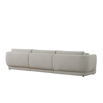 Back view of Grace 3-Seat Modular Curved Sofa in light boucle fabric - CHITA Living