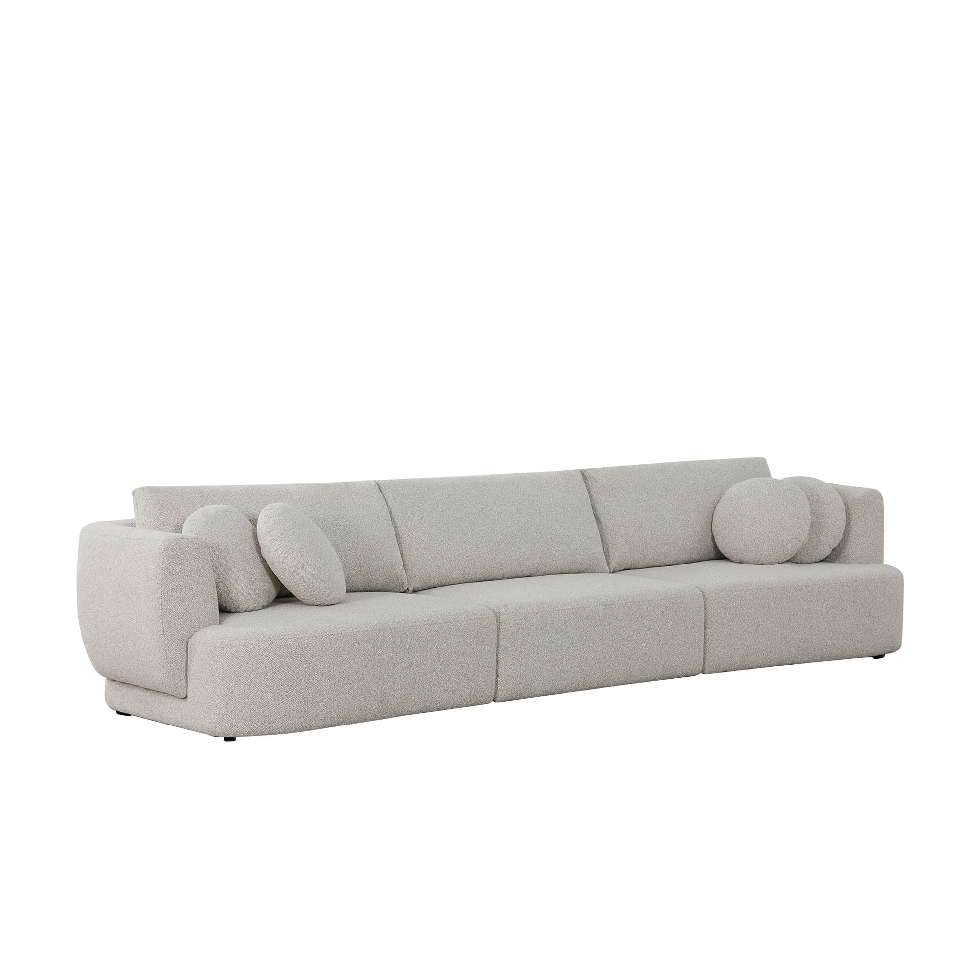 Grace 3-Seat Modular Curved Sofa in light boucle with soft round cushions in stylish living room - CHITA Living