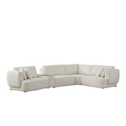 Grace 4-seat modular curved sofa in light boucle fabric, stylish modern design - CHITA Living