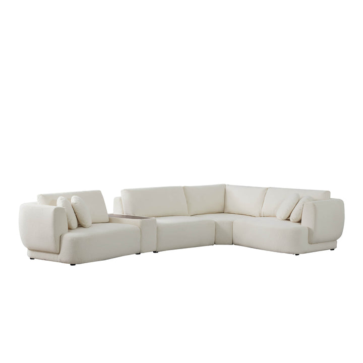 Grace 4-seat modular curved sofa in light boucle fabric, stylish modern design - CHITA Living