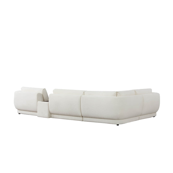 Grace 4-seat curved sofa in light boucle fabric, modern living room style - CHITA Living