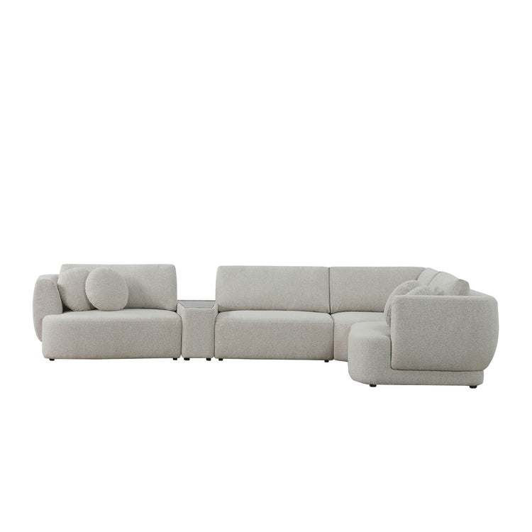 Grace 4-Seat modular curved sofa in light boucle fabric, modern style - CHITA Living