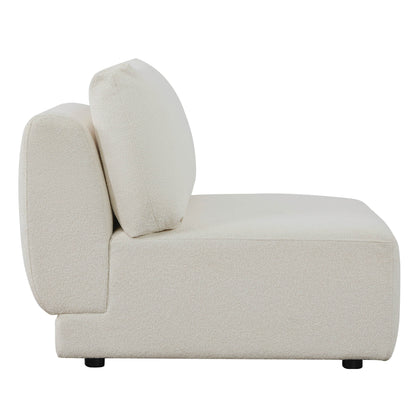 Side profile of Grace modular armless sofa chair in soft boucle fabric, highlighting modern design - CHITA Living