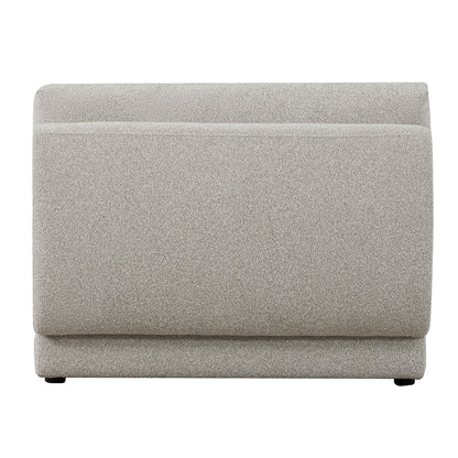 Back view of Grace modular armless sofa chair in boucle fabric, highlighting sleek design - CHITA Living