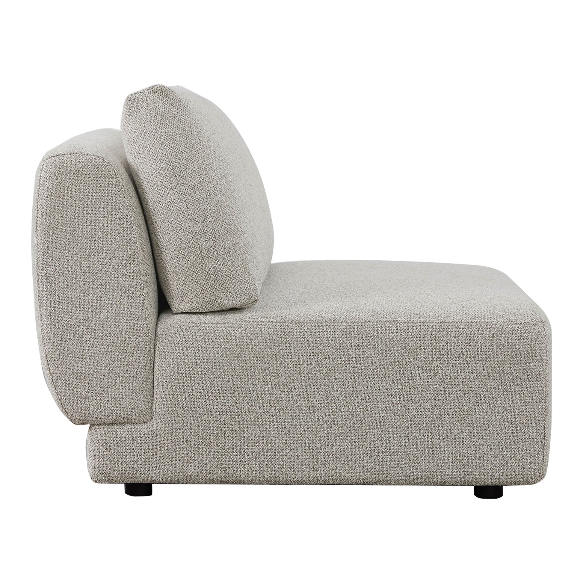 Side profile of Grace modular armless sofa chair in boucle fabric with modern design - CHITA Living