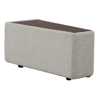 Grace Storage Wedge Console with boucle fabric and walnut veneer, modern home accent piece - CHITA Living