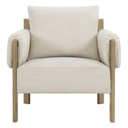 Harbor Accent Chair, a harmony of wood and soft upholstery, front view on a white background.
