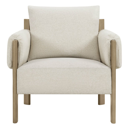 Harbor Accent Chair, a harmony of wood and soft upholstery, front view on a white background.