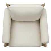 Harbor Accent Chair, a harmony of wood and soft upholstery, top view on a white background.