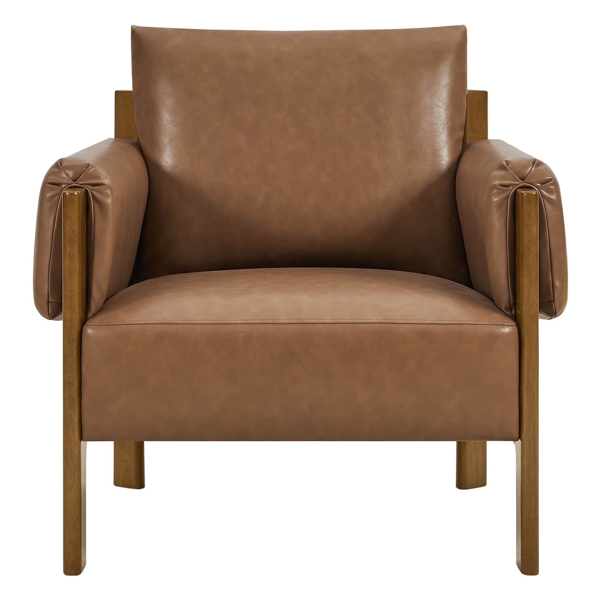 Harbor Accent Chair, a harmony of wood and soft upholstery, front view on a white background.