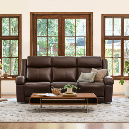 Isaac Genuine Leather Wall Hugger Power Reclining Sofa with Power Headrest
