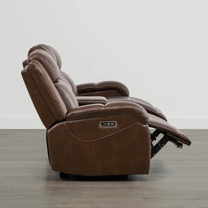 Isaac Genuine Leather Wall Hugger Power Reclining Sofa with Power Headrest