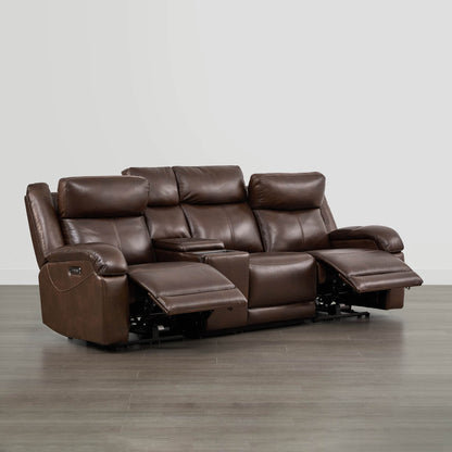 Isaac Genuine Leather Wall Hugger Power Reclining Sofa with Power Headrest
