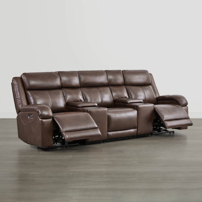 Isaac Genuine Leather Wall Hugger Power Reclining Sofa with Power Headrest