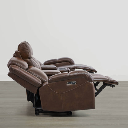 Isaac Genuine Leather Wall Hugger Power Reclining Sofa with Power Headrest
