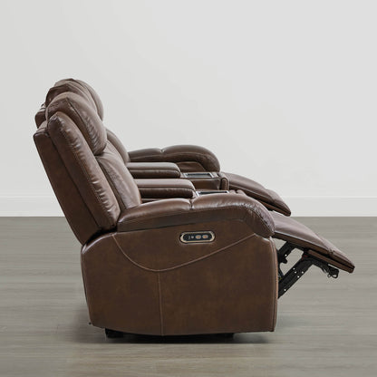 Isaac Genuine Leather Wall Hugger Power Reclining Sofa with Power Headrest