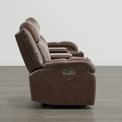 Isaac Genuine Leather Wall Hugger Power Reclining Sofa with Power Headrest