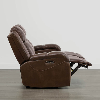 Isaac Genuine Leather Wall Hugger Power Reclining Sofa with Power Headrest