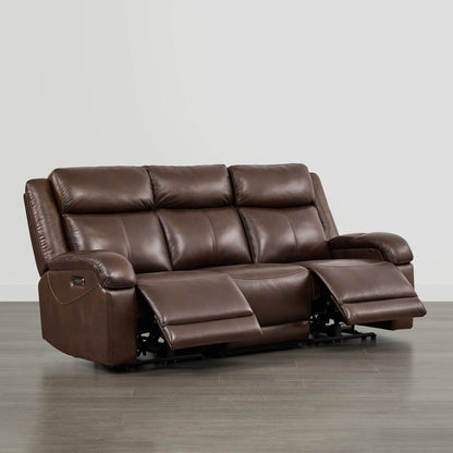 Isaac Genuine Leather Wall Hugger Power Reclining Sofa with Power Headrest