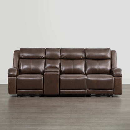 Isaac Genuine Leather Wall Hugger Power Reclining Sofa with Power Headrest