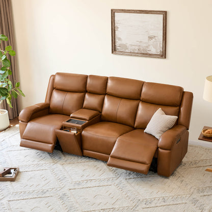 Isaac Genuine Leather Wall Hugger Power Reclining Sofa with Power Headrest