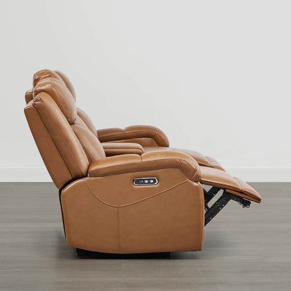 Isaac Genuine Leather Wall Hugger Power Reclining Sofa with Power Headrest