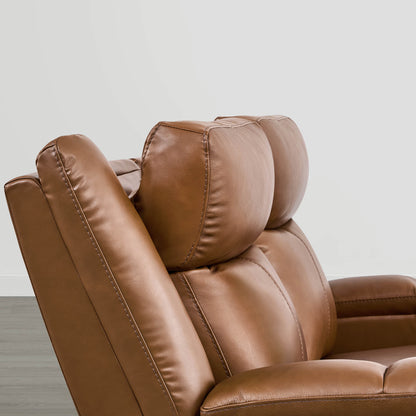 Isaac Genuine Leather Wall Hugger Power Reclining Sofa with Power Headrest