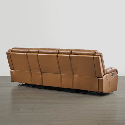 Isaac Genuine Leather Wall Hugger Power Reclining Sofa with Power Headrest