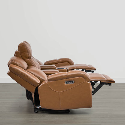 Isaac Genuine Leather Wall Hugger Power Reclining Sofa with Power Headrest