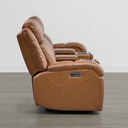 Isaac Genuine Leather Wall Hugger Power Reclining Sofa with Power Headrest
