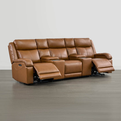 Isaac Genuine Leather Wall Hugger Power Reclining Sofa with Power Headrest