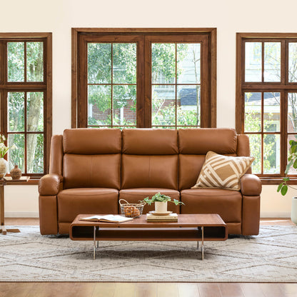 Isaac Genuine Leather Wall Hugger Power Reclining Sofa with Power Headrest