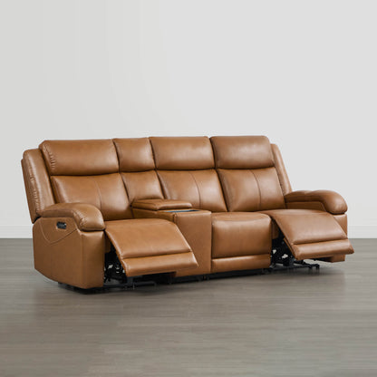 Isaac Genuine Leather Wall Hugger Power Reclining Sofa with Power Headrest