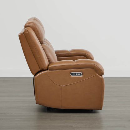 Isaac Genuine Leather Wall Hugger Power Reclining Sofa with Power Headrest