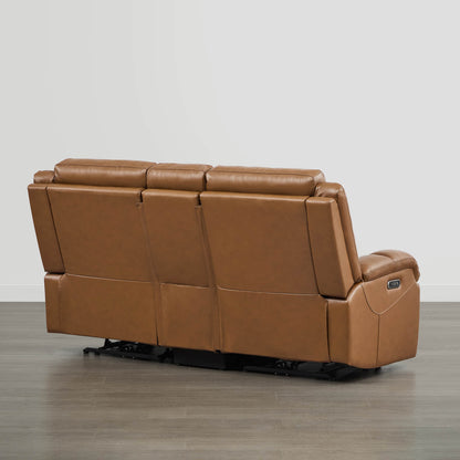 Isaac Genuine Leather Wall Hugger Power Reclining Sofa with Power Headrest