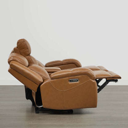 Isaac Genuine Leather Wall Hugger Power Reclining Sofa with Power Headrest