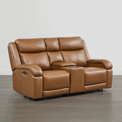 Isaac Genuine Leather Wall Hugger Power Reclining Sofa with Power Headrest