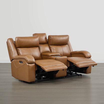 Isaac Genuine Leather Wall Hugger Power Reclining Sofa with Power Headrest