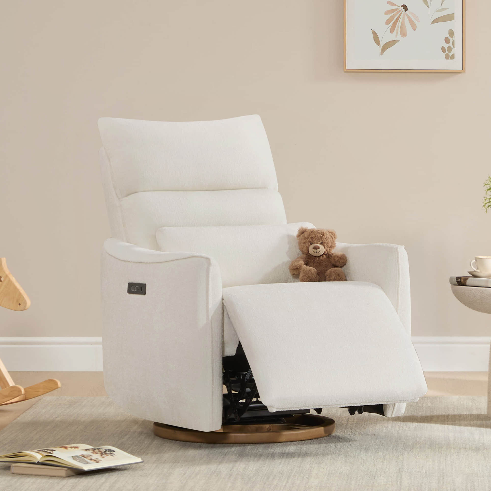 Janice Power Swivel Nursery Glider Recliner | Power Headrest