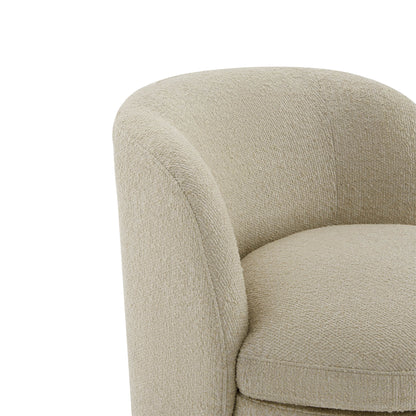 Textured ivory boucle swivel chair showcasing plush seat and curved back design - CHITA Living